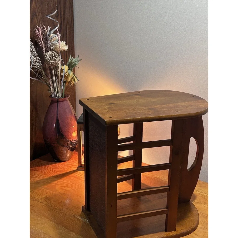 Vintage Large Oak Magazine Rack  Country Cottage 60s 70s Oversized 17x19.5